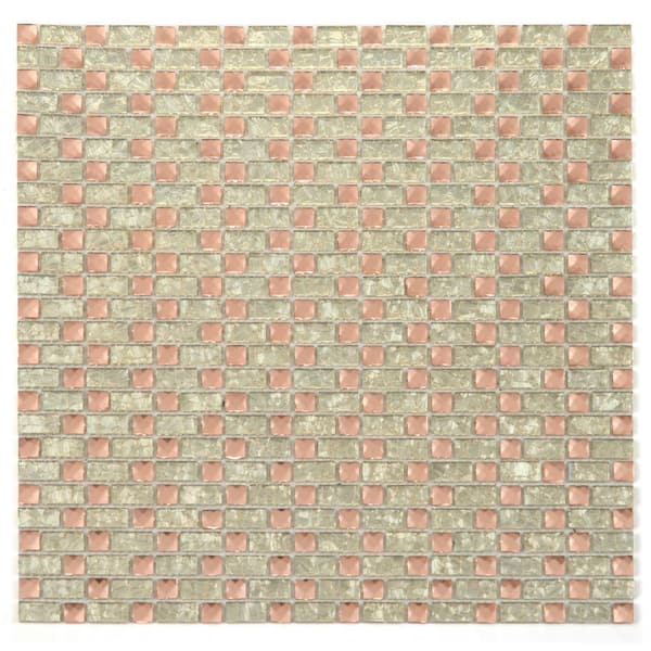 Artistic Jewels Rose and Yellow Gold 12 in. x 12 in. Square Diamond Glass Mosaic Wall Tile (11 sq. ft./Case)