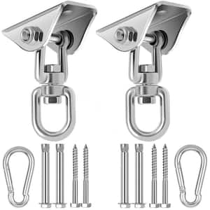 Silver Stainless Steel Swing Hanging Kit with Screws and Bolts for Porch Swing, Hammocks and Swing Chair (2-Pack)