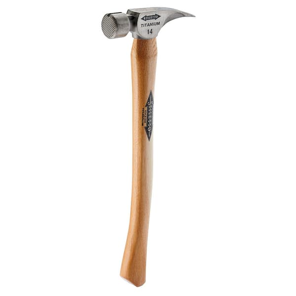 Stiletto 14 oz. Titanium Milled Face Hammer with 18 in. Curved Hickory Handle