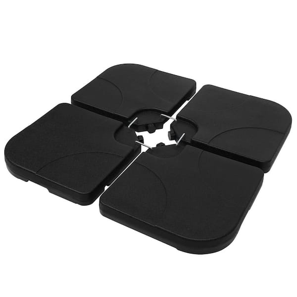 Karl home 20 in. Square Plastic Water Injection Base Patio Umbrella Base in Black (4-Pack)