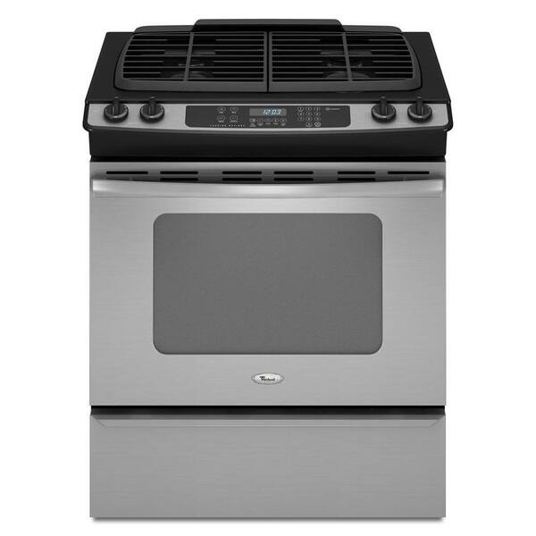 Whirlpool Gold 4.5 cu. ft. Slide-In Gas Range with Self-Cleaning Convection Oven in Stainless Steel