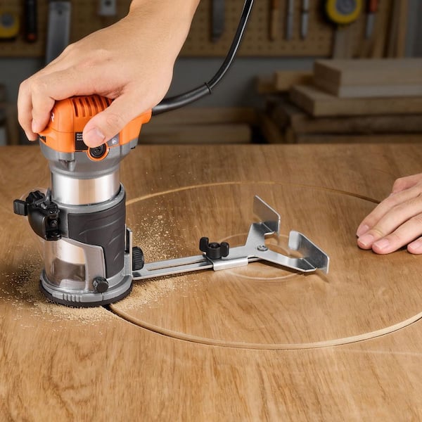 Wood Router, 1 HP 710W, Variable Speed Palm Router Tool with 1/4 in. Collet, Compact Edge Wood Trimmer with Fixed