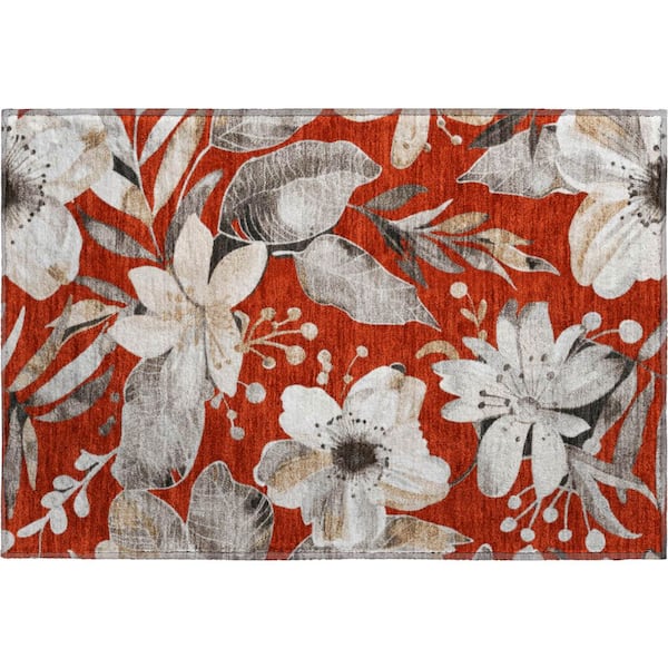 Mayfield Premium Machine Washable Abstract AMF2260 Red 2 ft. x 3 ft. Accent Rug