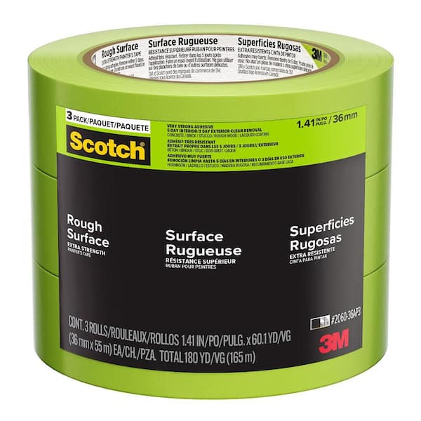 1.41 in. x 60.10 yds. Green Rough Surface Painter's Tape, 3 Rolls