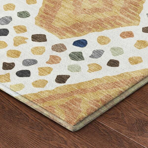Mayfield Premium Machine Washable Abstract AMF2457 Gold 10 ft. x 14 ft. Area Rug