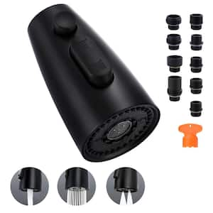 1/2 in. Kitchen Faucets Head with 3-Spray Modes with 9 Adapters for Kitchen Sink Faucet in Black