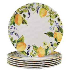 Lemon Zest Multicolored Melamine Dinner Plate 11 in. (Set of 6)