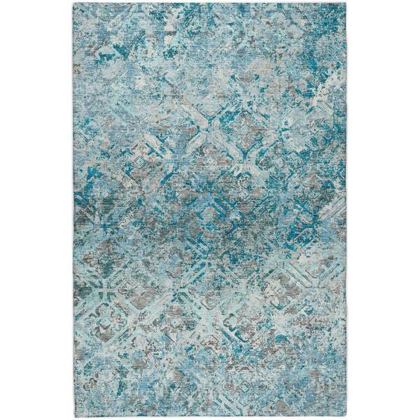 Dream Shag Premium Machine Washable Abstract ADS768 Teal 10 ft. x 14 ft. Area Rug