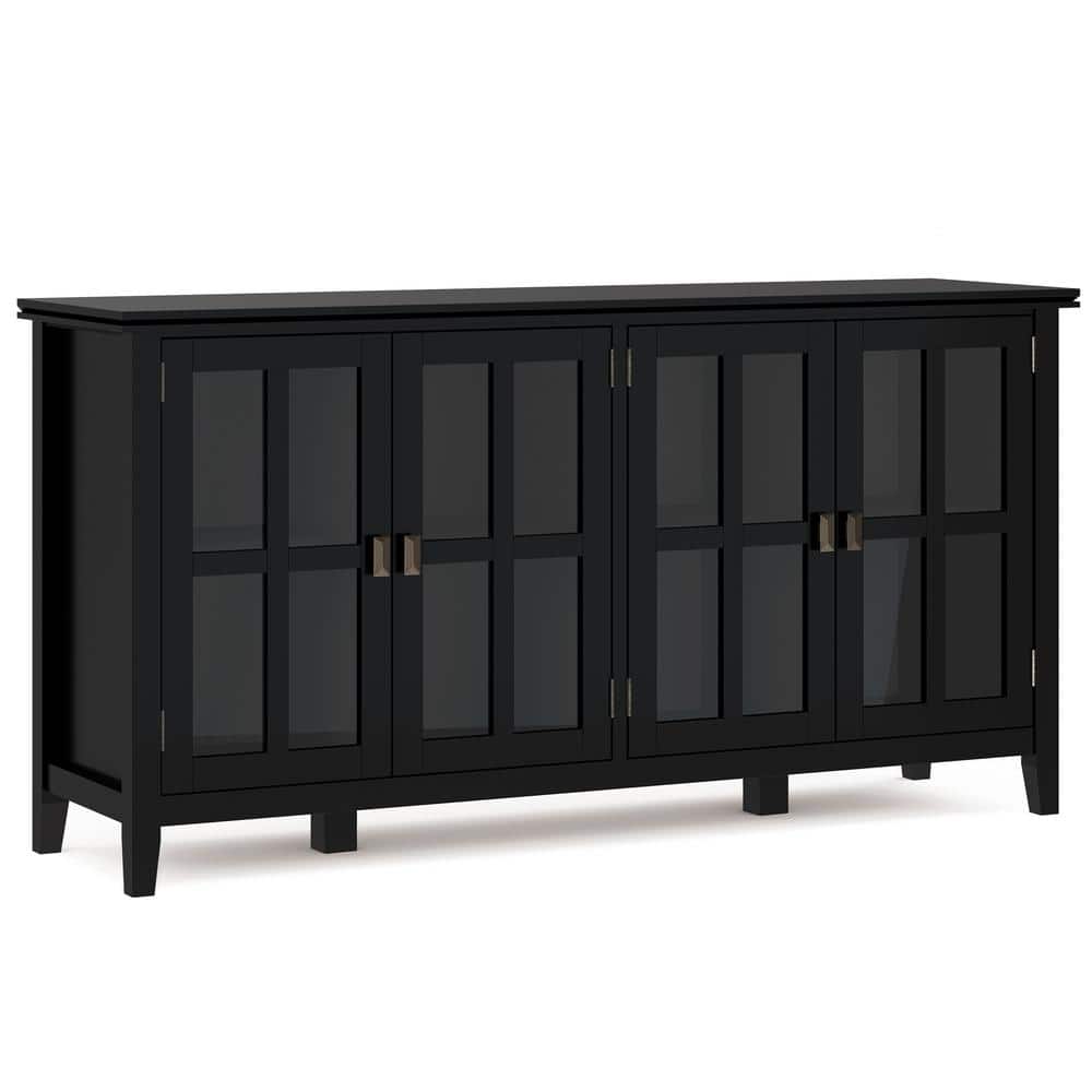 Black Solid Wood 66'' Traditional Sideboard with Adjustable Shelving