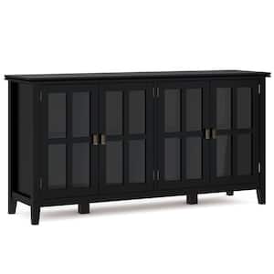 Artisan SOLID WOOD 66 in. Wide Contemporary Wide 4 Door Storage Cabinet in Black
