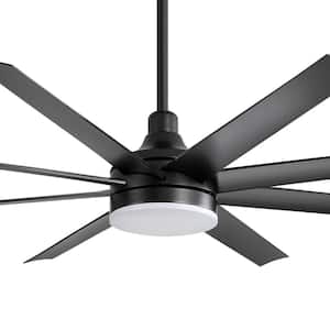 Archer 65 in. Integrated LED Indoor Black Ceiling Fans with Light and Remote Control Included