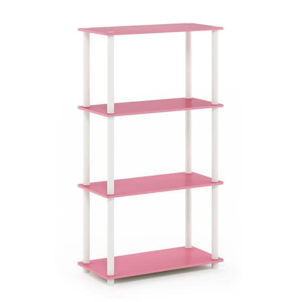 Furinno 43.25 in. Tall Pink/White 4-Shelves Etagere Bookcases