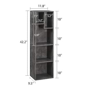 Simple Home 5-Tier 9.5 In.W Gray Adjustable Shelf Bookcase