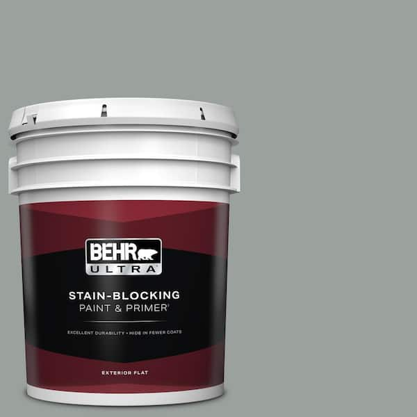 BEHR ULTRA 5 gal. #PPU11-16 Brampton Gray Flat Exterior Paint & Primer