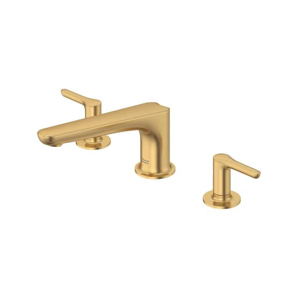 Studio S 2-Handle Deck-Mount Roman Tub Faucet for Flash Rough-in Valves in Brushed Cool Sunrise
