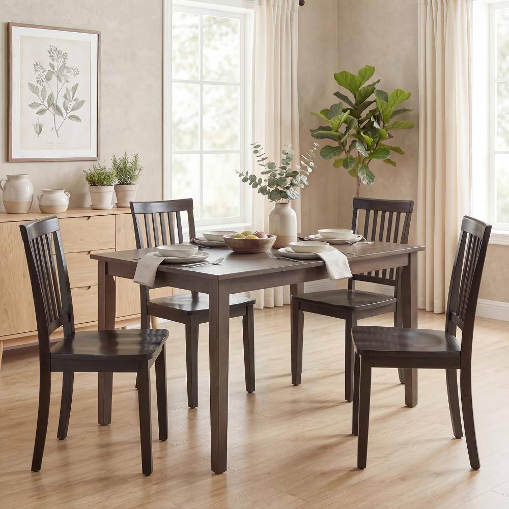Set of 4 Dark Brown Solid Wood Armless Dining Side Chairs for Kitchen Dining Room price history on PriceWatchPro