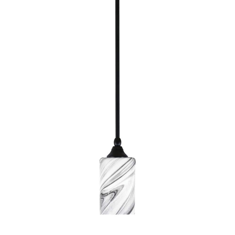 Sparta 100-Watt 1-Light Matte Black Shaded Pendant Light Mini Pendant with 