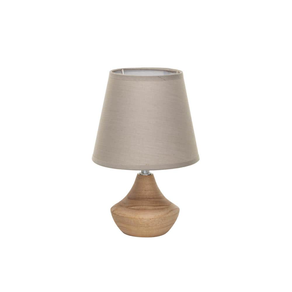 Natural Eucalyptus Wood Bedside Lamp with Linen Shade