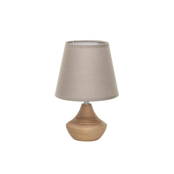 Storied Home 10.62 in. Natural Color Eucalyptus Wood Table Lamp with Linen Shade