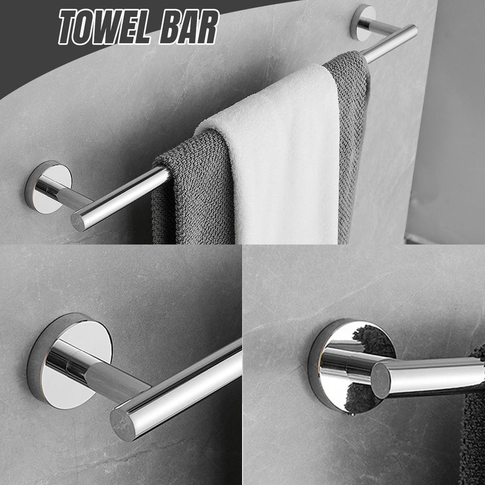 5-Piece Brushed Chrome Stainless Steel Bathroom Hardware Set