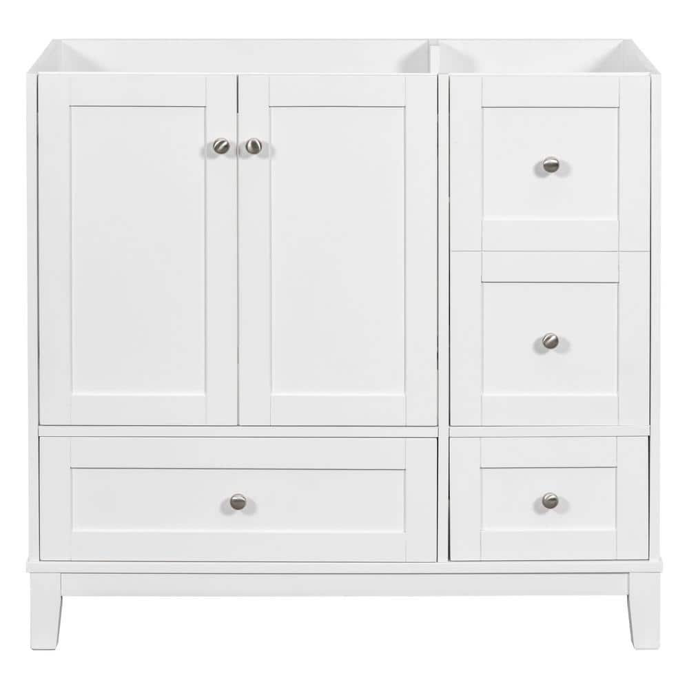 36 in. W x 18 in. D x 33 in. H Bath Vanity Cabinet without Top in White wit