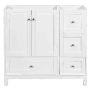 36 in. W x 18 in. D x 33 in. H Bath Vanity Cabinet without Top in White with 3-Drawers and Door Storage Shelf