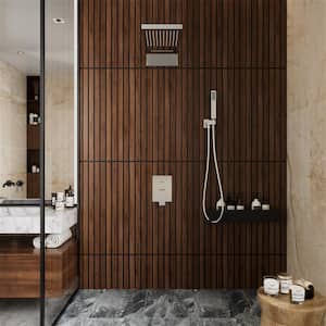 1-Spray Patterns Square 22 in. Shower System Wall Mount Rainfall Dual Shower Head in Chrome