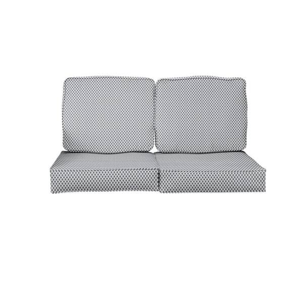 SORRA HOME 27 x 29 x 5 (4-Piece) Deep Seating Outdoor Loveseat Cushion in Sunbrella Detail Navy