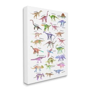 Stupell Industries Pink Watercolor Dinosaur Chart Whimsical Reptiles Canvas Wall Art by Ziwei Li