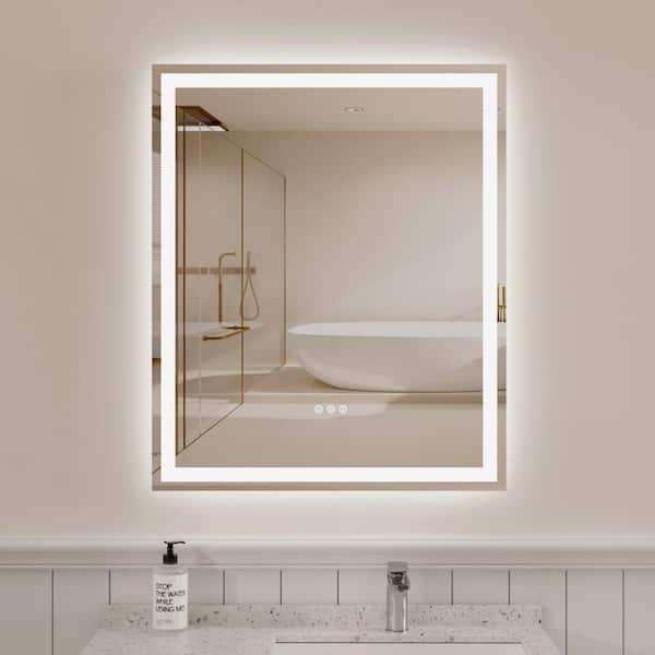 Illume 30 in. W x 36 in. H Rectangular Frameless Dimmable Anti-Fog LED Light Wall Bathroom Vanity Mirror Silver