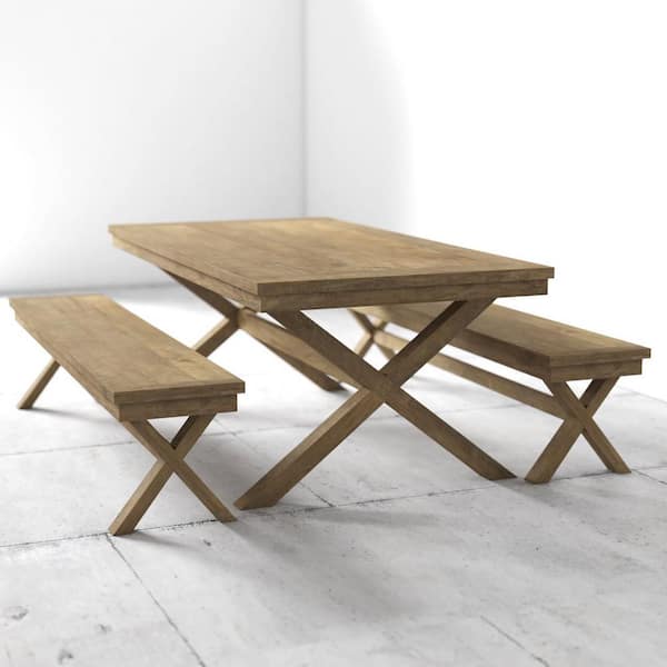 Urban Woodcraft Stella in Natural Wood Top, 78 in. x 40 in. Cross Legs Dining Table (seats 8)
