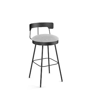Monza 26.25 in. Grey White Polyester/Black Metal Counter Stool