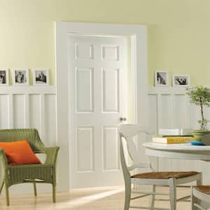 30 in. x 80 in. 6 Panel Right-Handed Primed Composite Hollow Core Single Prehung Interior Door 4-9/16 in. Split Jamb