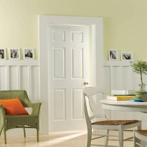 30 in. x 80 in. 6-Panel Left-Handed Hollow-Core Textured Primed White Composite Single Prehung Interior Door