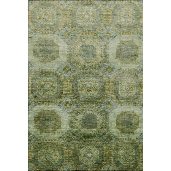 Mayfield Premium Machine Washable Abstract AMF1944 Aloe 10 ft. x 14 ft. Area Rug