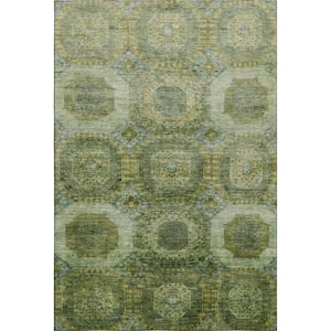 Mayfield Premium Machine Washable Abstract AMF1944 Aloe 8 ft. x 10 ft. Area Rug