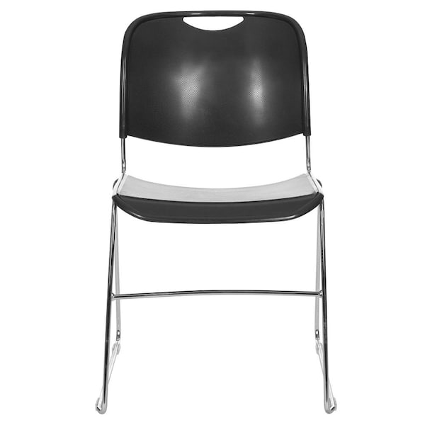 HAMPDEN FURNISHINGS Naomi Premium Plastic Stackable Ergonomic Stack Chair in Black/Chrome Frame Pack of 2