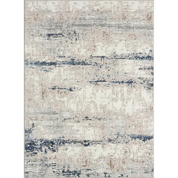 Unbranded Cheska Beige/Cream 7 ft. 5 in. x 9 ft. 5 in. Abstract Polyester Area Rug
