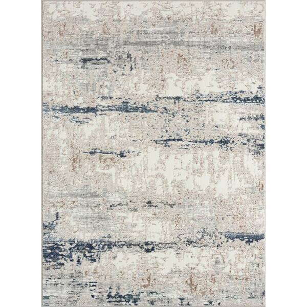 Polyester Barea Rug Example LR Home Cheska Beige/Cream 5 ft. x 7 ft. Abstract Polyester Area Rug ...