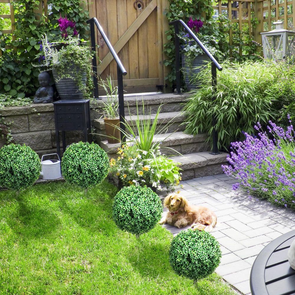 〈新品未使用〉BUSH DE BRUNT ボウルプレート大 オリーブ 1.3 ft. Artificial Boxwood Ball Bush Topiary Tree with Spike (2