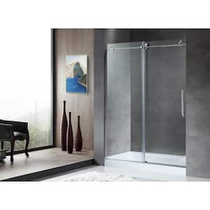 MADAM Series 60 in. by 76 in. Frameless Sliding Shower Door in Brushed Nickel with Handle