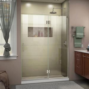 Unidoor-X 48 in. x 72 in. Frameless Hinged Shower Door in Brushed Nickel