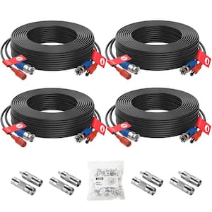 60 ft. Black BNC Cord Video Power Cable Security Camera Cable for Security Camera UP To 4K Ultra HD(4 pack of 60ft)