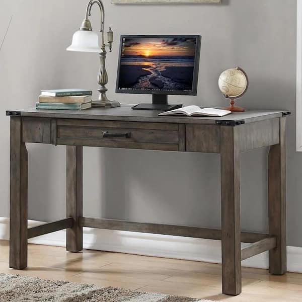 Flamed Bespoke Rustic Computer Desk With A Frame Industrial Legs 