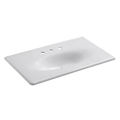 Iron/Impressions 3-Hole 37 in. Vanity Top in White