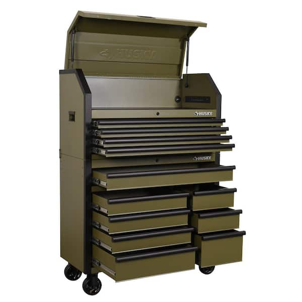 Standard Duty 42 in. x 18 in. D 12-Drawer Matte Army Green Rolling Tool Chest Combo