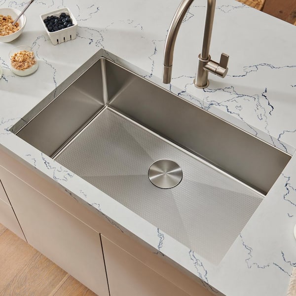Gravena Hex 30 in. Single Bowl 16-Gauge Stainless Steel Kitchen sink with Scratch Resistant Embossed Textured Hexbottom
