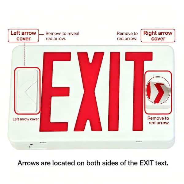 LNC Hardwired White and Red Double Face Integrated LED Exit Sign