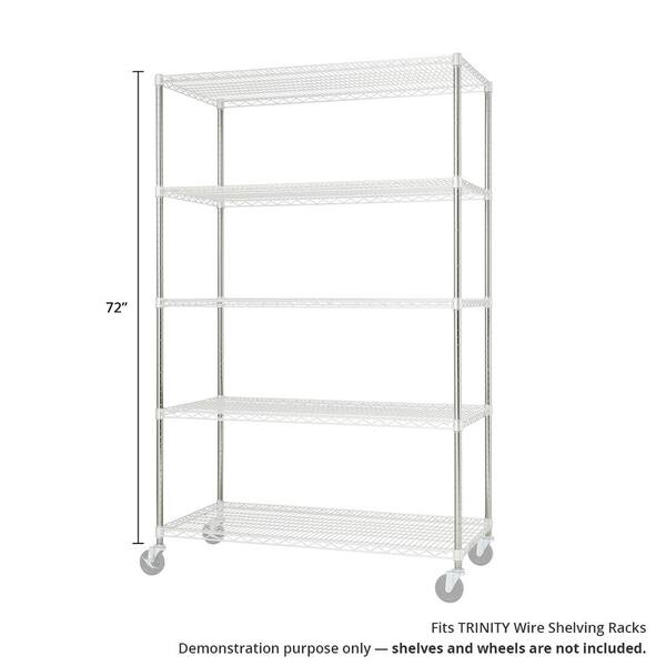 Set Of 4 Wire Shelving Poles With 50 Clips & Casters - 74 Inch Chrome Storage Rack Replacement Parts