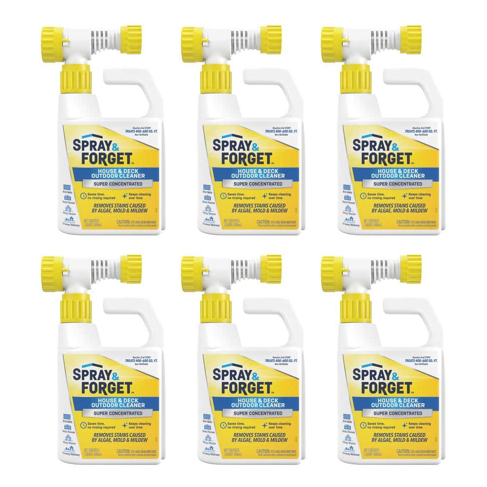 Spray & Forget 1 qt. House and Deck Outdoor Cleaner with Hose End Adapter, Stain Remover (6-Pack) -  SFDHEQ06CS